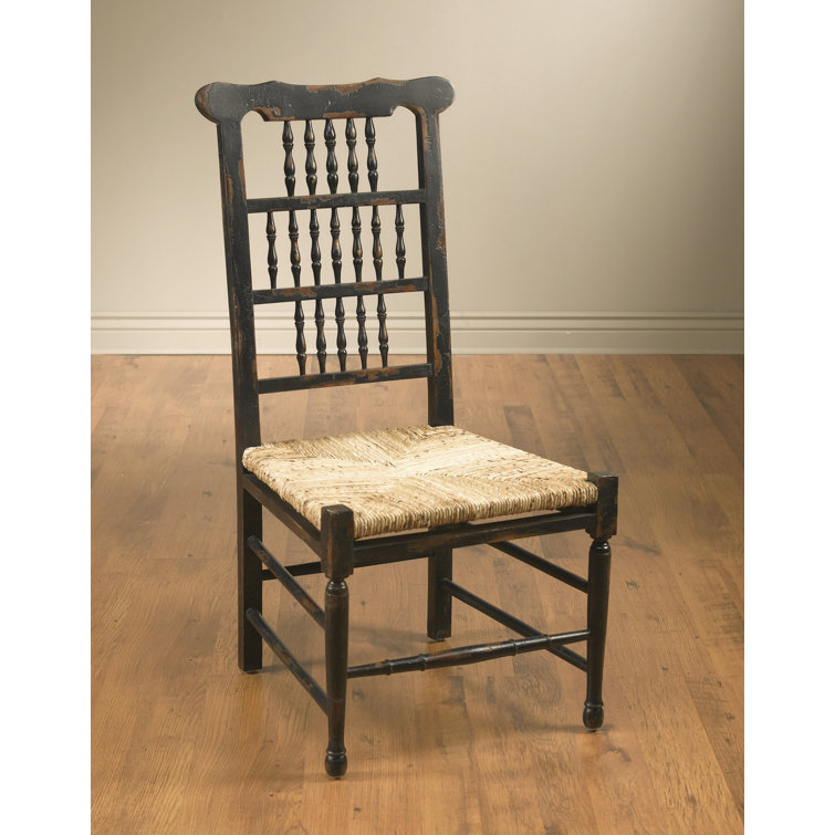 Rosalind Wheeler Lucille Solid Wood Ladder Back Side Chair in Black